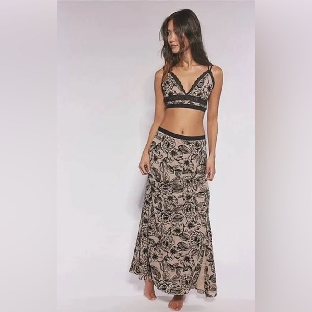 Free People One And Only Slip Set Tan Black